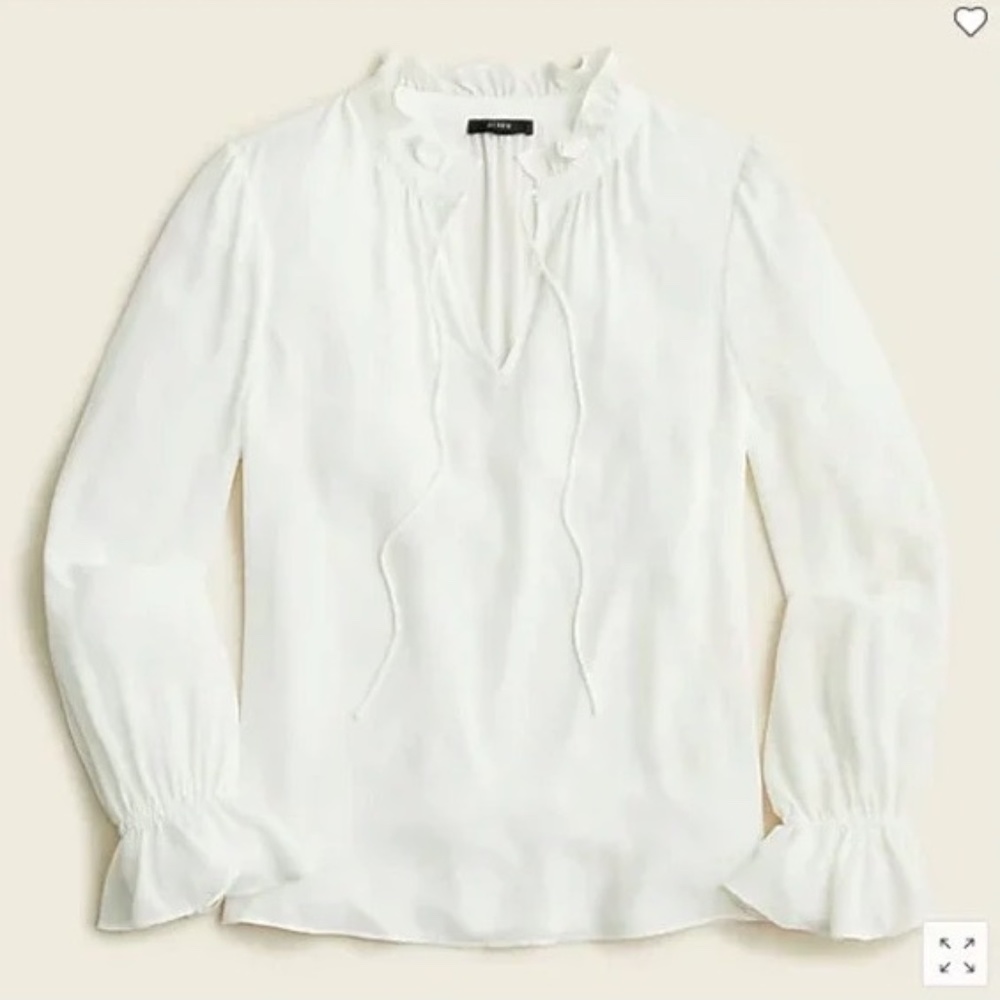 J. Crew Drapey Ruffle Tie-Neck Top S NWT Ivory
